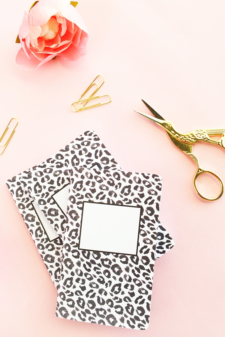 DIY Leopard Print Notebooks - Just in time for back to school. These little journals will help you keep you on track. Click through to make your own on Maritza Lisa!