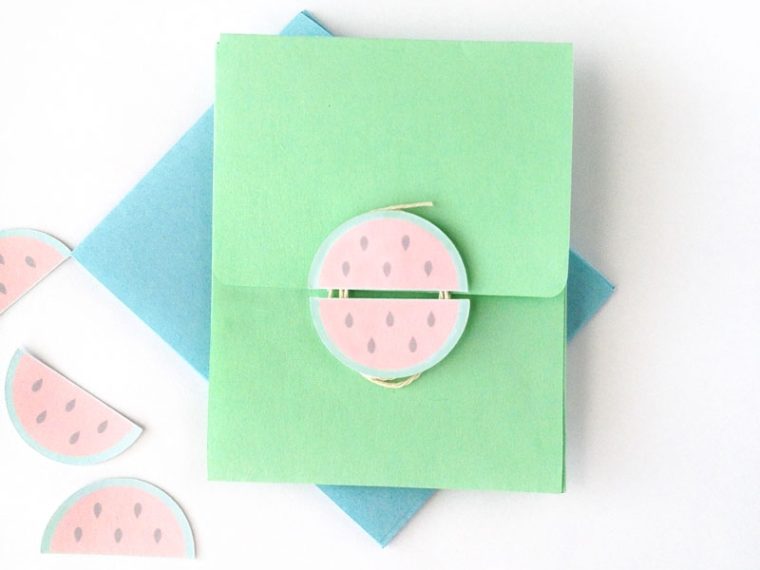 Watermelon Button and String Envelopes