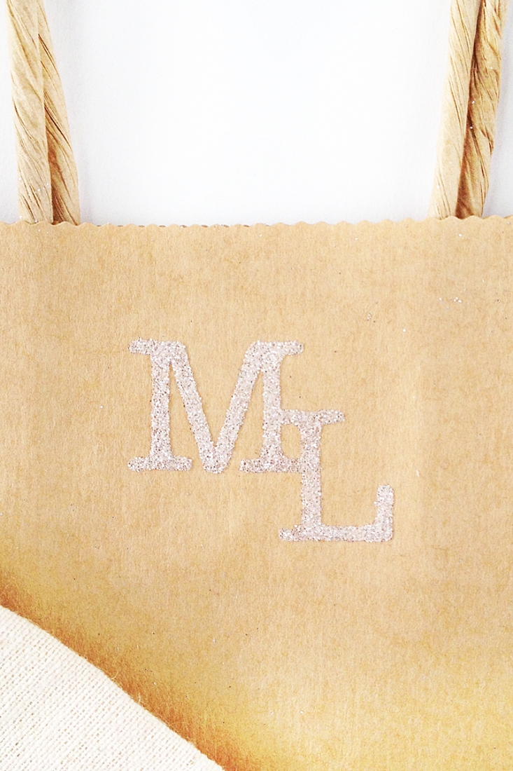 DIY Glittered Monogrammed Packages - Learn how to use Silhouette's Double Sided Starter Kit on Maritza Lisa. Click through for details!