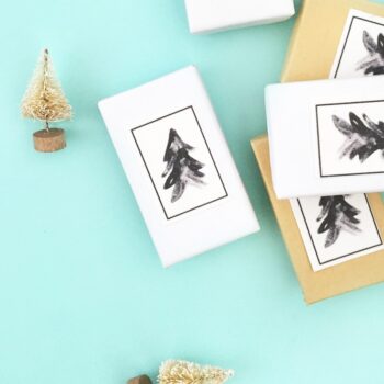 DIY Watercolor Christmas Tree on Canvas Seals - Maritza Lisa: Use Silhouette's Printable Cotton Canvas and this awesome brush-style Christmas Tree graphic to create your own Holiday seals. Perfect for all your packages. Click through to make your own...