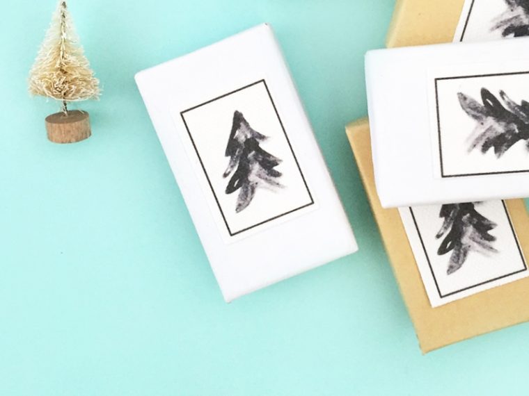 DIY Watercolor Christmas Tree on Canvas Seals - Maritza Lisa: Use Silhouette's Printable Cotton Canvas and this awesome brush-style Christmas Tree graphic to create your own Holiday seals. Perfect for all your packages. Click through to make your own...