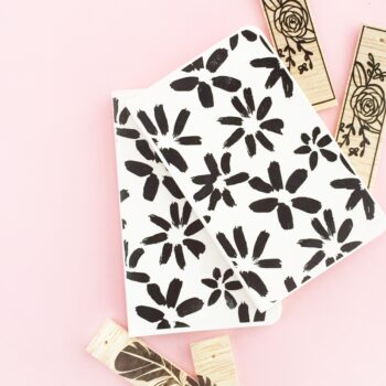 DIY Floral Patterned Notebooks on Maritza Lisa - Update your notebooks with this black and white floral pattern and printable tattoo paper. Click through for the tutorial!