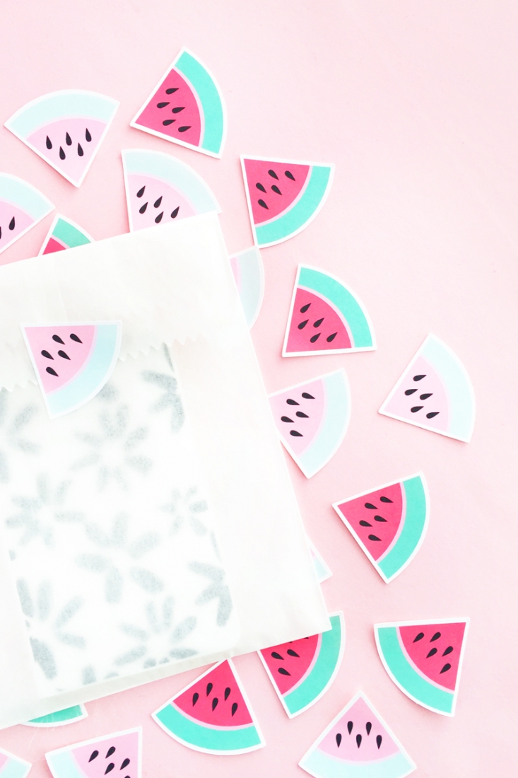 DIY Watermelon Stickers - click through to create your own watermelon stickers with this tutorial on Maritza Lisa. Perfect for packages and planners!