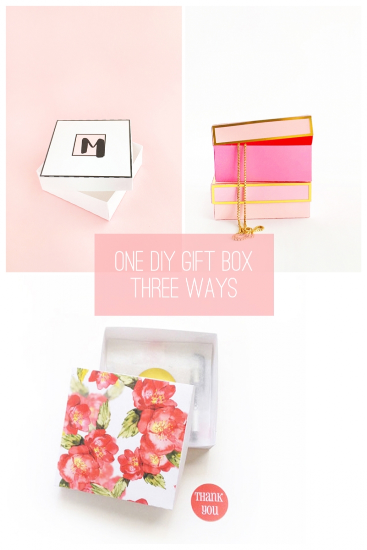 1 DIY Gift Box 3 Ways -  Take one square gift box design and use it 3 ways for pretty packaging. Click through to get the tutorials on Maritza Lisa!