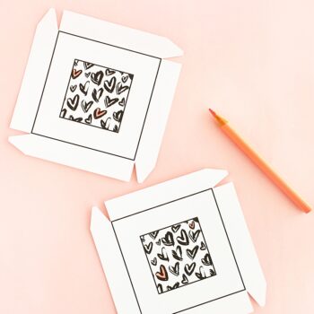 DIY Heart Patterned Gift Boxes - Maritza Lisa: A quick and easy way to update a gift box shape with hearts from one of my favorite designers, Angie Makes