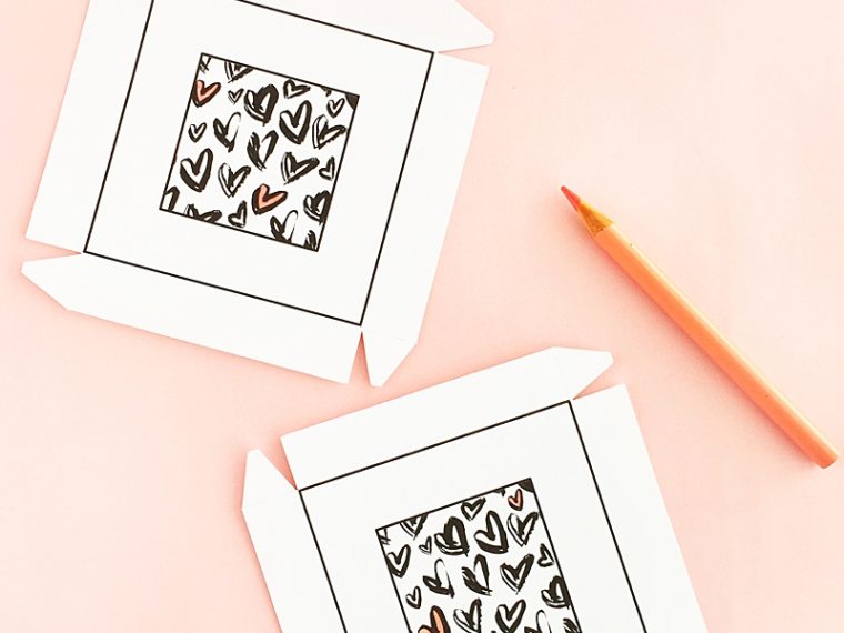 DIY Heart Patterned Gift Boxes - Maritza Lisa: A quick and easy way to update a gift box shape with hearts from one of my favorite designers, Angie Makes