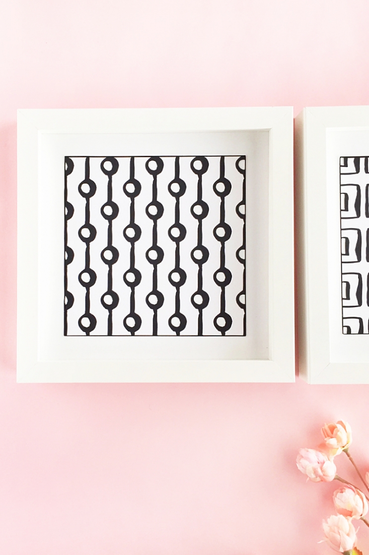 DIY Patterned Wall Art - Maritza Lisa: Craft your own modern wall art with these black and white geometric patterns. Click through for the tutorial!