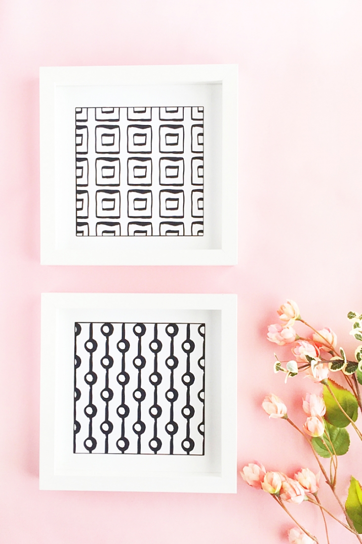 DIY Patterned Wall Art - Maritza Lisa: Craft your own modern wall art with these black and white geometric patterns. Click through for the tutorial!