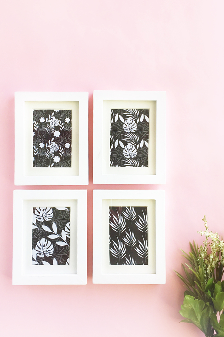 Easy DIY Mini Framed Floral Artwork - Maritza Lisa - It will only take 5 minutes to create this sweet collection of frames. Perfect addition to your home decor!