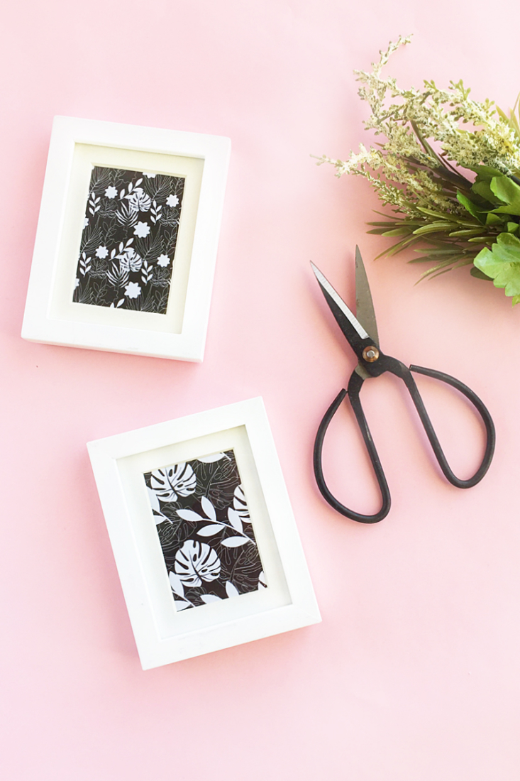 Easy DIY Mini Framed Floral Artwork - Maritza Lisa - It will only take 5 minutes to create this sweet collection of frames. Perfect addition to your home decor!