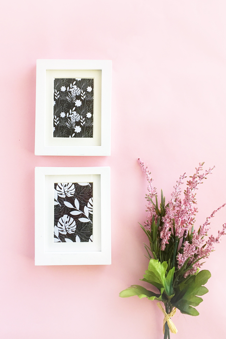 Easy DIY Mini Framed Floral Artwork - Maritza Lisa - It will only take 5 minutes to create this sweet collection of frames. Perfect addition to your home decor!