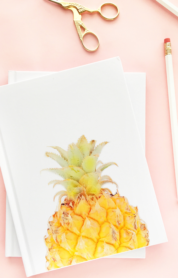 DIY Pineapple Notebook by Maritza Lisa for The House Of Wood - Hop on over to The House Of Wood for this fun tutorial using Printable Tattoo Paper