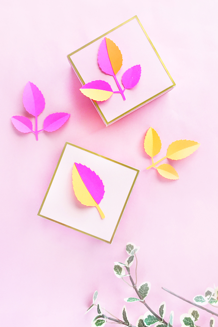 DIY 3d Paper Leaf Gift Toppers - Add a little dimension to your packaging with this quick and easy arts and crafts tutorial on Maritza Lisa!