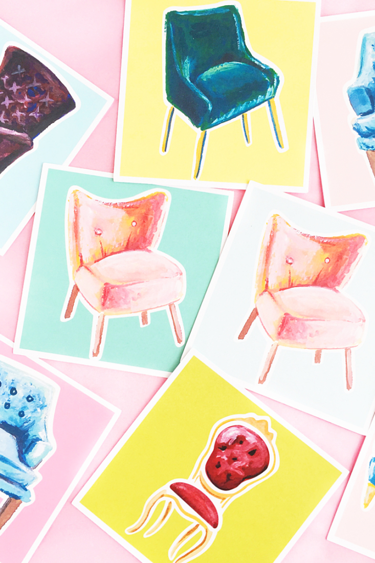 Diy Ilrated Chair Square Notecards
