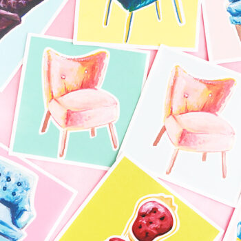 DIY Illustrated Chair Square Notecards on Maritza Lisa - Make these sweet notecards and add them to your stationery stash, then send to all your friends and family who love home decor!