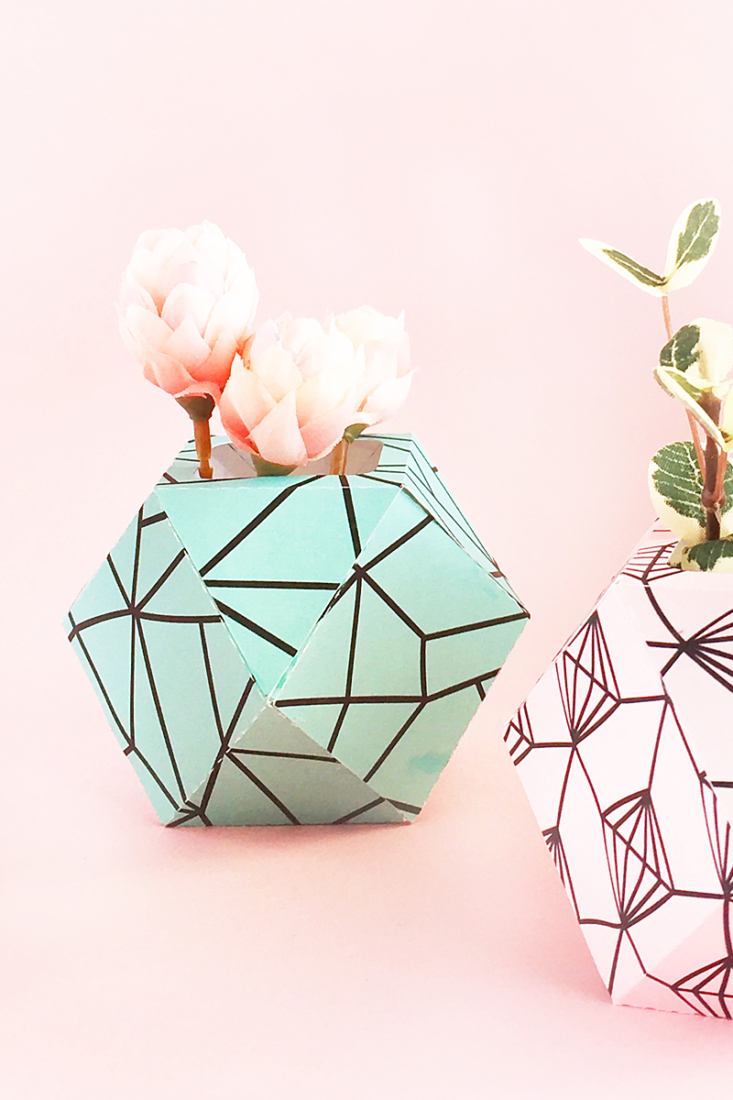 DIY Patterned Paper Planters on Maritza Lisa - If you have a brown thumb like me - pretty faux plants and flowers are a must - here are some cute planters for them!