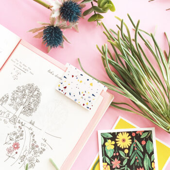 DIY Terrazzo Bookmark on Maritza Lisa - This tutorial shows you how to make your own 3D printed bookmark with the Silhouette Alta and Temporary Tattoo Paper #diy #terrazzo #diyTerrazzo #crafts #diyStationery