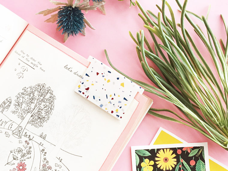 DIY Terrazzo Bookmark on Maritza Lisa - This tutorial shows you how to make your own 3D printed bookmark with the Silhouette Alta and Temporary Tattoo Paper #diy #terrazzo #diyTerrazzo #crafts #diyStationery
