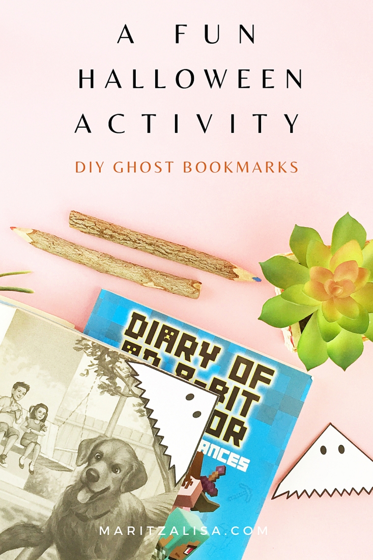 DIY Halloween Ghost Bookmarks - Try this easy Halloween Activity for kids with this free printable to make a corner bookmark! Great for school parties!