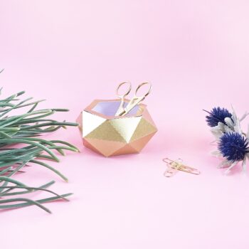 A Silhouette CAMEO tutorial for you to try - DIY Gold Paper Pots! This geometric gem is perfect as a desk accessory or for storing school supplies!