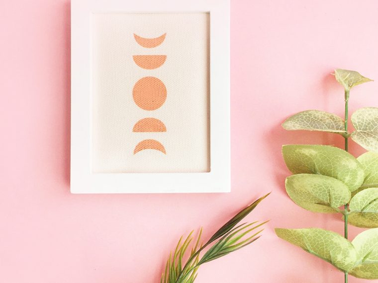 DIY Moon Phase Art With Silhouette Studio - Learn how to make your own wall art on printable fabric using the free version of Silhouette Studio Software