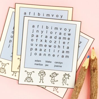 Check out how you can make your own custom Word Search For Kids using Family Member Names. Print them out and your kids will love looking for their names!