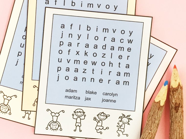 Check out how you can make your own custom Word Search For Kids using Family Member Names. Print them out and your kids will love looking for their names!
