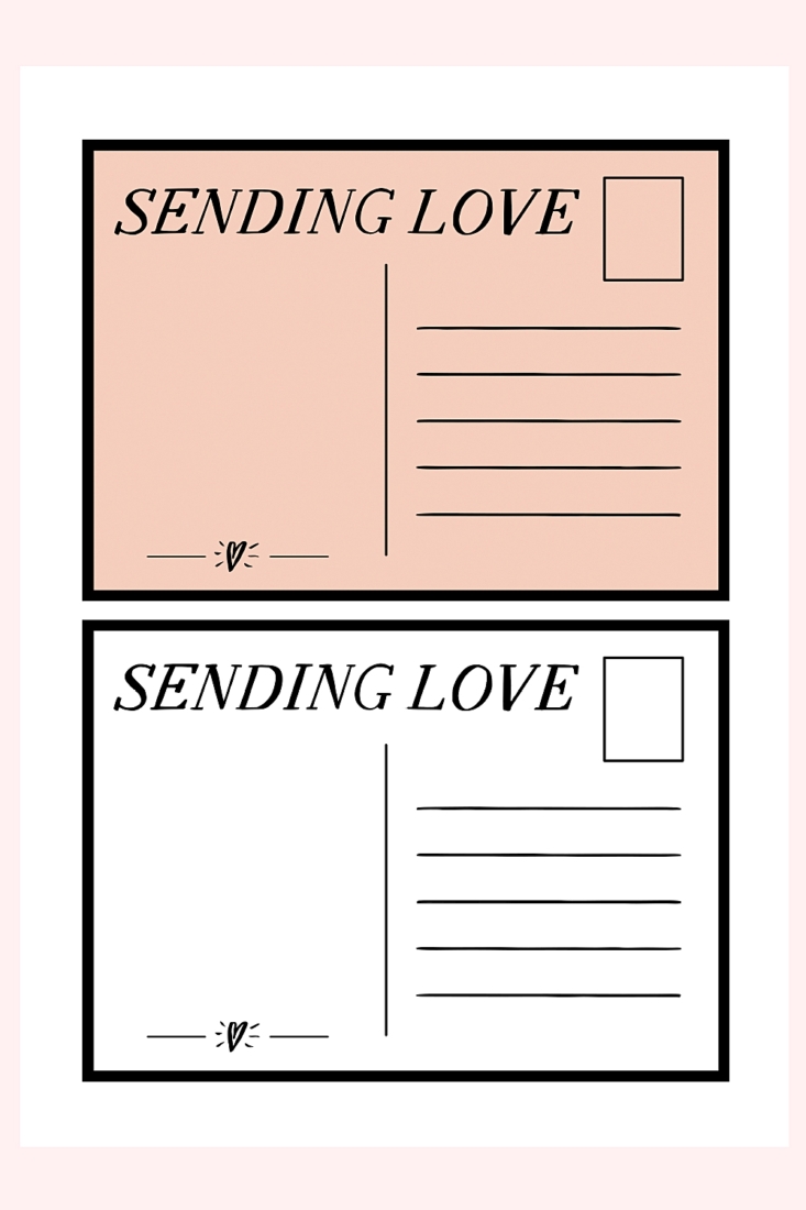 Postcard Printable - Sending Love Free Template on Maritza Lisa With Free Downloadable Postcard Templates