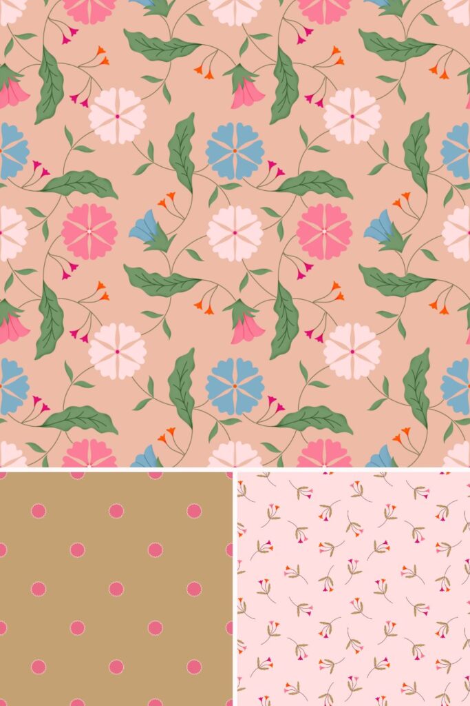 Surface pattern design from The Heritage Edit by Maritza Lisa, featuring romantic and eclectic motifs inspired by vintage florals and folk art.